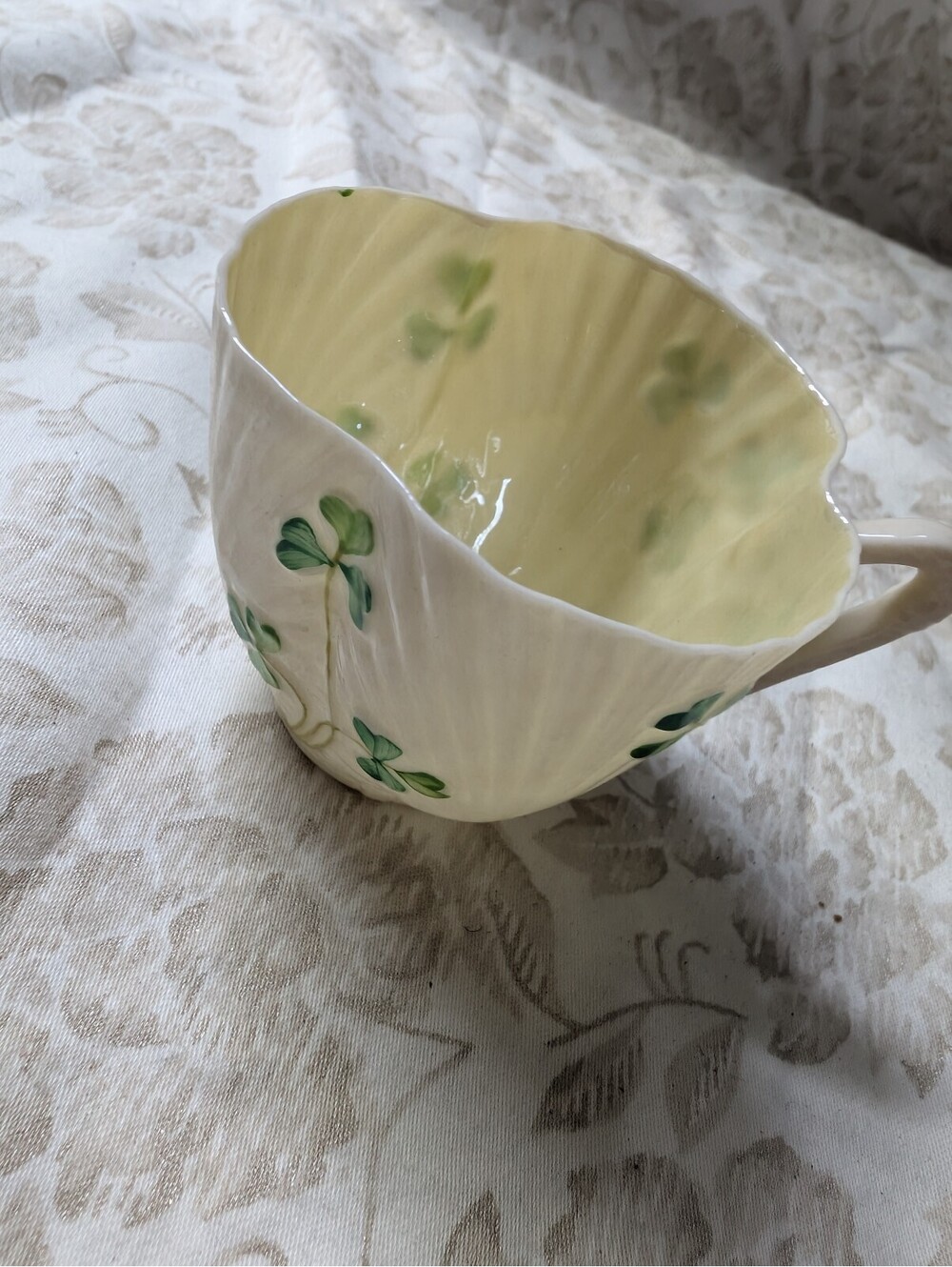 Vintage Belleek Irish Porcelain Shamrock Teacup